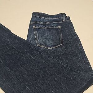 Old Navy dark blue denim slim fit, wide leg high rise jeans size 16